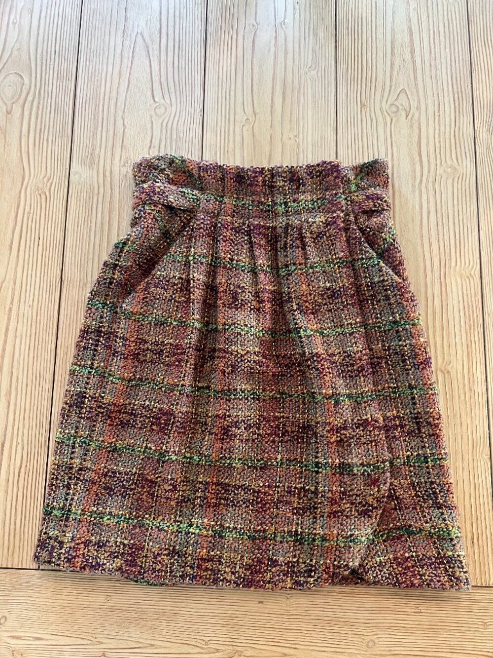 Anthropologie Odille Multicolor Tweed Plaid Skirt Size 4